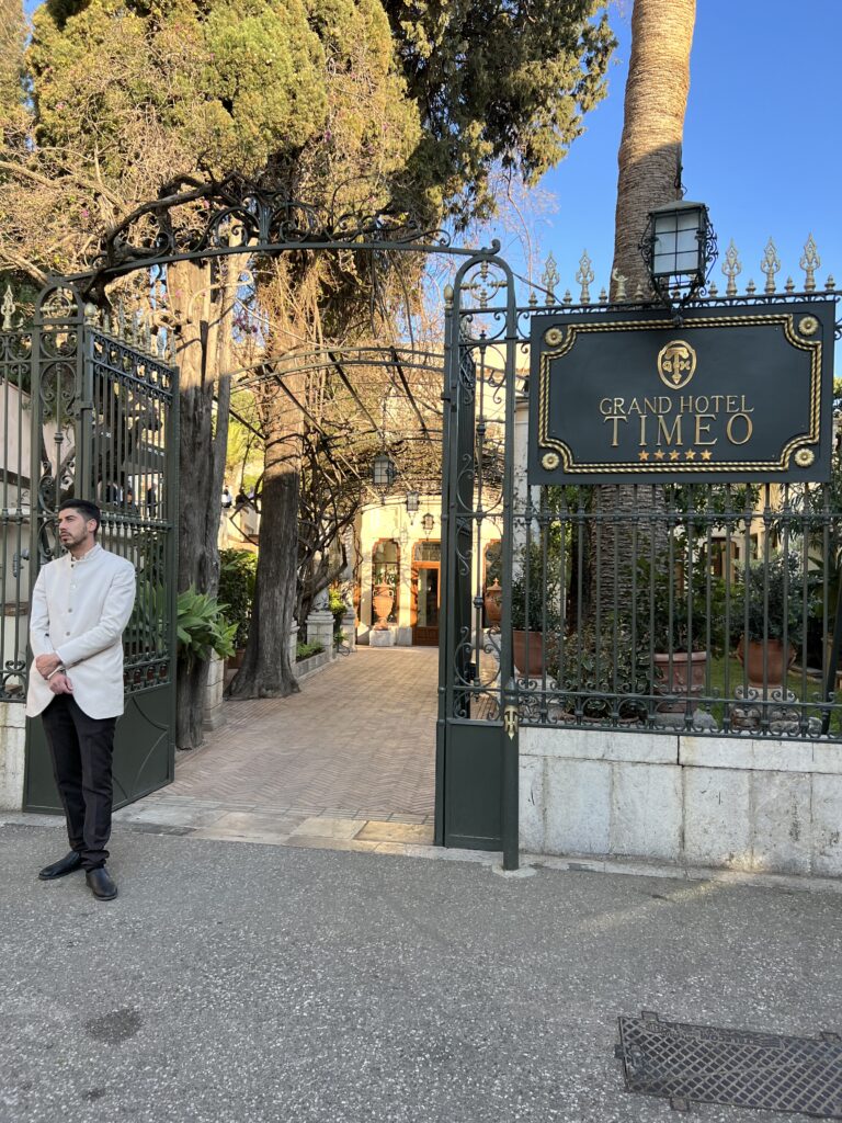 Entrance to the Grand Hotel Timeo